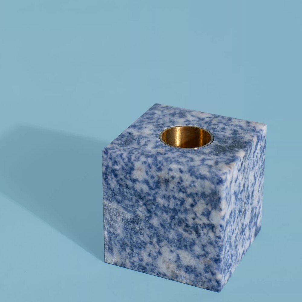 New Discontinued Joanna Buchanan Cube Candlestick  in Rose&Blue Quartz